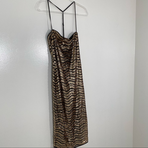 H:ours Lexie Midi Dress in Gold size XS - Picture 5 of 17